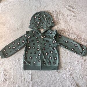 Carter's Green Floral Zip-Up Hoodie